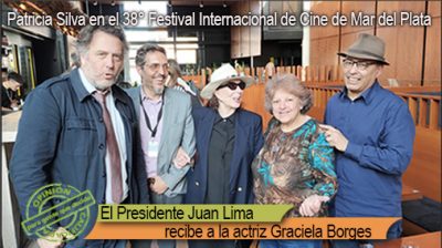 La periodista Patricia Silva con el Presidente del festival Internacional de Cine de Mar del Plata Fernando Juan Lima, la actriz Graciela Borges y amigos.
