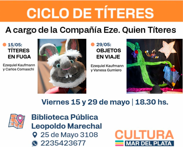 Títeres en la Biblioteca Pública Leopoldo Marechal (25 de mayo y Catamarca)